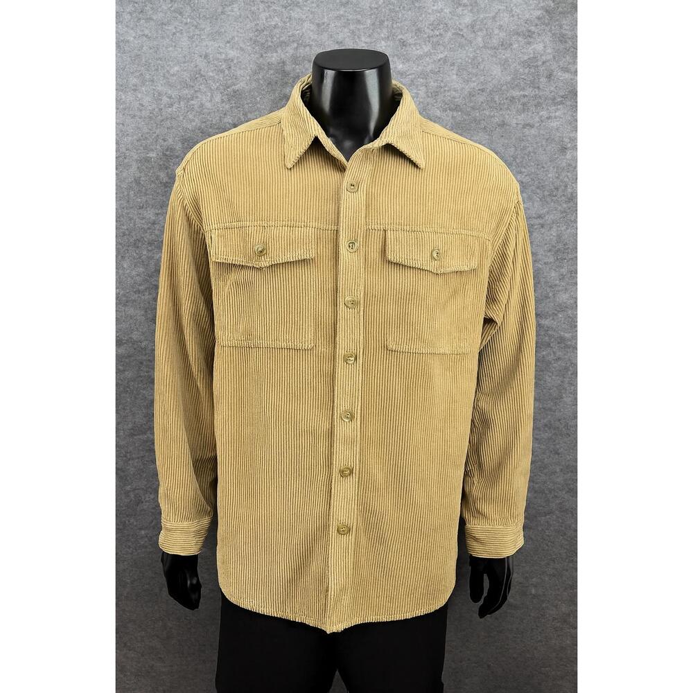 LIVE & PROPS Mens Size S‎ Tan Corduroy Shacket Button Ribbed Western Wear Shirt